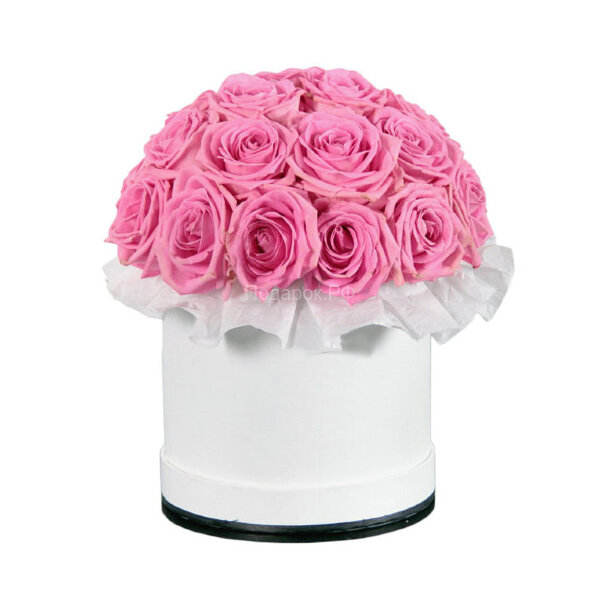 21 Розовая роза в шляпной коробке