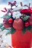 Новогодний букет с фруктами, розами и вареньем