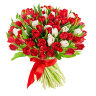 Букет из 101 красного и белого тюльпана